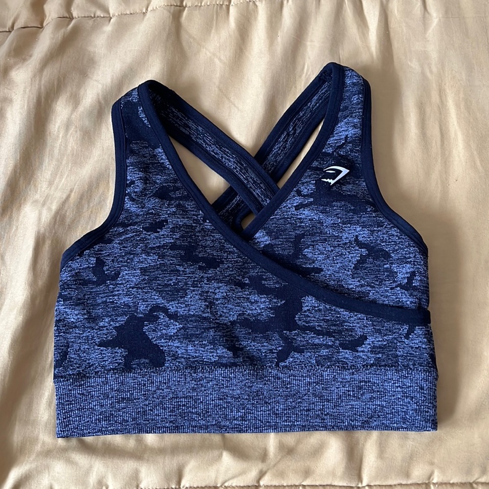 Gymshark Black Camo Seamless Sports Bra